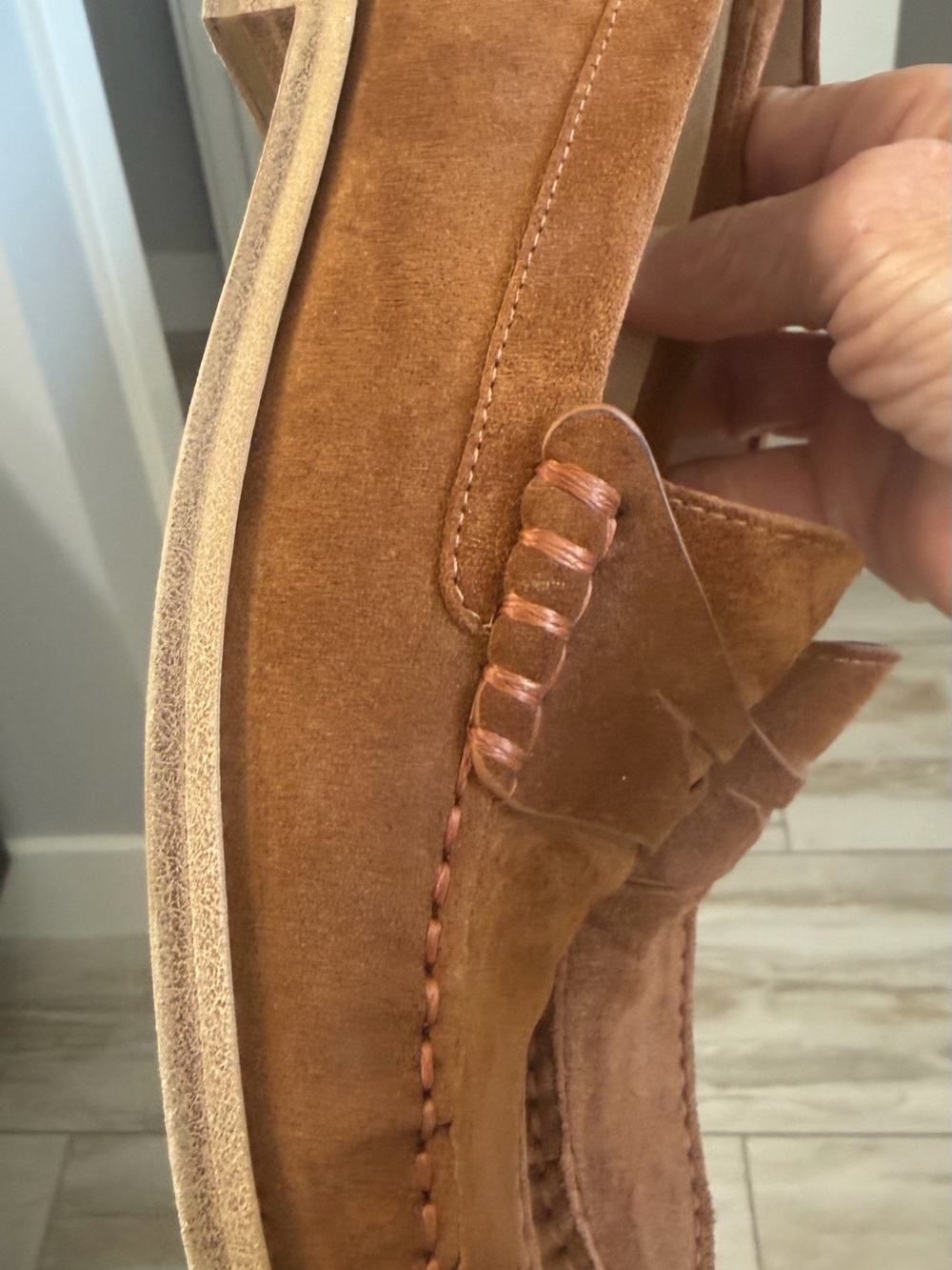 Stuart Weitzman woman’s Brown Suede Penny Loafers - Picture 3 of 9